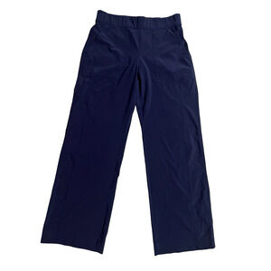 Athleta Pants Womens 8 Navy Blue Wide Leg Workout Elastic Waist Pockets